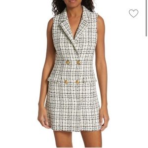 ALICE OLIVIA JORDY DOUBLE BREASTED TWEED TUXEDO MINI SLEEVELESS DRESS nwt